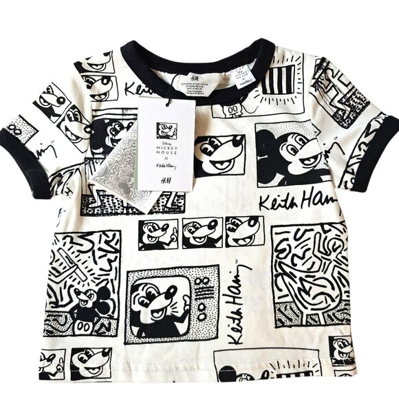 Disney Mickey Mouse X Keith Haring Kids T-Shirt 3/4 T Cartoon Graphic NWT - Picture 1 of 4